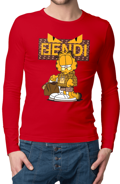 Men's longsleeve with prints Fendi Garfield. Bag, brand, clothes, fashion, fashion house, fendi, garfield, italy, luxury, lvmh. 2070702