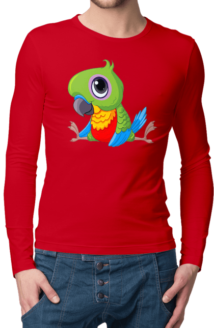 Men`s longsleeve with prints Lovebird. Nicely, parrot. 2070702