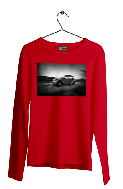 Чоловічий лонгслів з принтом "Ретро машина чб". Авто, ретро, ретро машина, чорно біла машина. 2070702