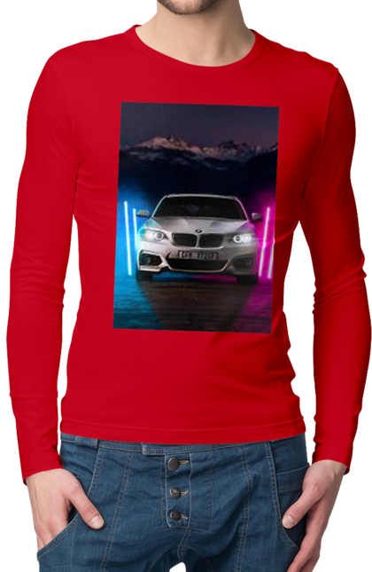 Чоловічий лонгслів з принтом "БЕХА". Беха, в машину, красота, птн пнх, фонарі. 2070702