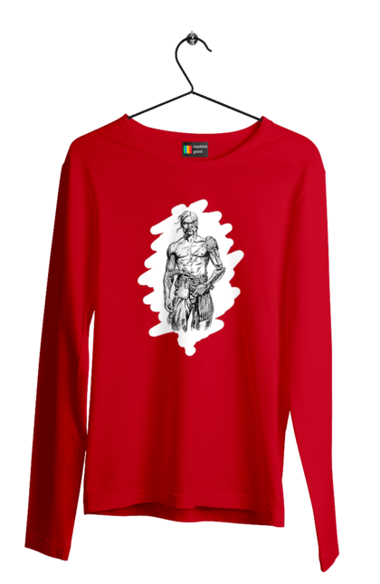 Чоловічий лонгслів з принтом "Кіборги україни". Вуса, зброя, кіборг, козак, патріот, пістолет, українець, чуб. 2070702