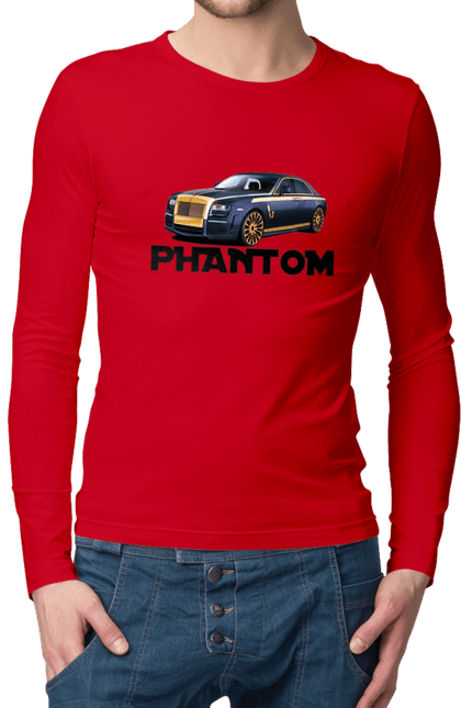 Чоловічий лонгслів з принтом "Ролс ройс". Авто, автомобіль, люкс клас, ролс ройс, седан, фантом. 2070702