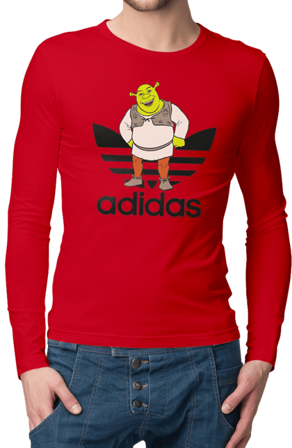 Чоловічій лонгслів з принтом "Adidas Шрек". Adidas, shrek, адідас, мульт, мультфільм, огр, шрек. 2070702