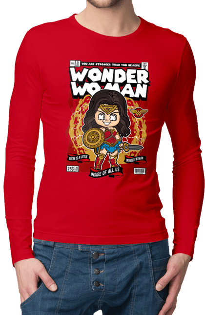 Чоловічій лонгслів з принтом "Wonder Woman". Жінка, комікси, комікси dc, чудова жінка. Funkotee
