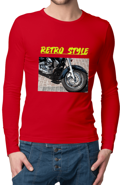 Чоловічий лонгслів з принтом "Мото2". Байк, дорога, мотоцикл, ретро, стиль, швидкість. 2070702