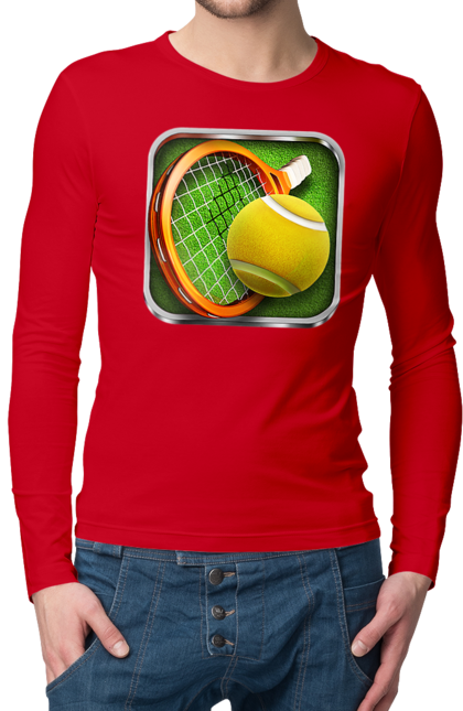 Men`s longsleeve with prints Tennis. Ball, ground tournament, london, players, prize fund, racket, sponsor, tennis, tournament grid. 2070702
