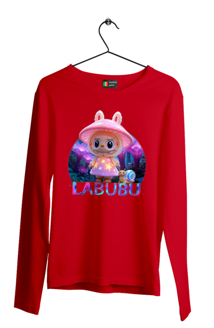 Чоловічий лонгслів з принтом "Лабубу". Брелок лабубу, іграшка лабубу, лабубу, лабубу кока кола, лялька лабубу, мерч лабубу, мила, рожева лабубу, смішна лабубу. 2070702