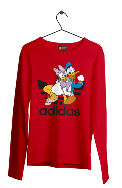 Чоловічій лонгслів з принтом "Adidas Дональд Дак". Adidas, daisy duck, donald duck, адідас, дейзі дак, дональд дак, мультсеріал, мультфільм. 2070702