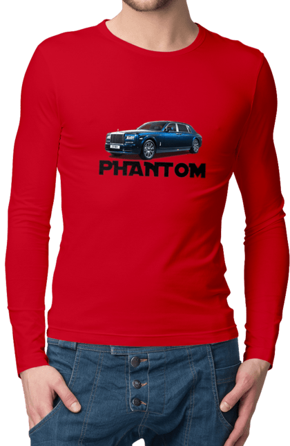 Чоловічий лонгслів з принтом "Ролс ройс". Авто, автомобіль, люкс клас, ролс ройс, седан, фантом. 2070702