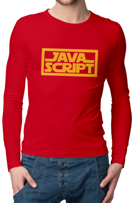 Чоловічий лонгслів з принтом "Джава скрипт". Айті, айтішник, джава скрипт, для айтішника, для програміста, подарунок айтішнику, подарунок програмісту, програміст, розробник, ява скрипт. 2070702