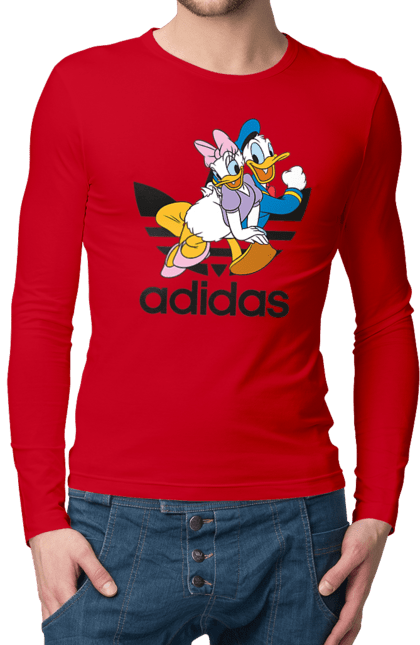 Чоловічій лонгслів з принтом "Adidas Дональд Дак". Adidas, daisy duck, donald duck, адідас, дейзі дак, дональд дак, мультсеріал, мультфільм. 2070702