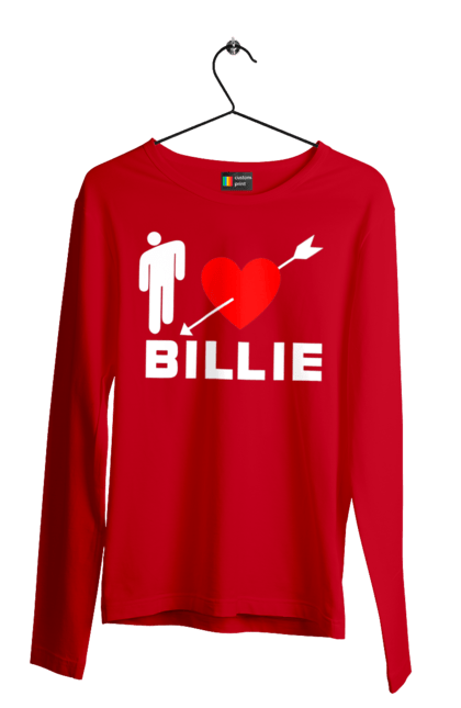 Чоловічий лонгслів з принтом "Біллі Айліш". Біллі айліш, логотип біллі айліш, принт біллі айліш, співачка біллі айліш. 2070702