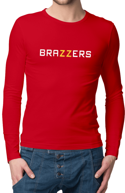 Мужской лонгслив с принтом Brazzers. Brazzers, brothers, hub, porn, porn hub, pornhub, зсу, прапор, приколы. 2070702