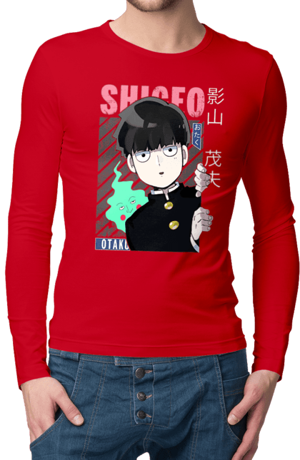 Men's longsleeve with prints Mob Psycho 100. Anime, manga, mob, mob psycho 100, shigeo kageyama. 2070702