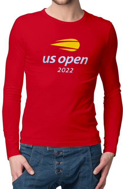 Men`s longsleeve with prints US Open 2022 tennis tournament. American championship, ball, hard, new york, open championship, players, prize fund, racket, sponsor, tennis. 2070702