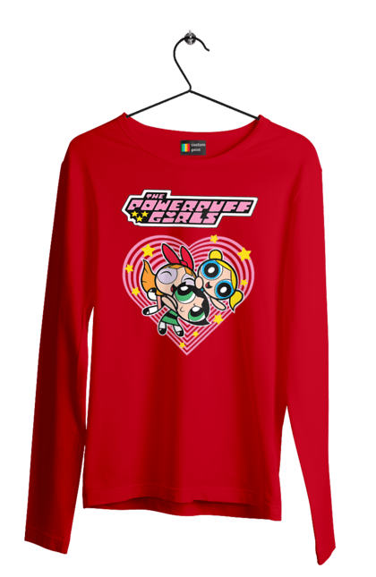 Men's longsleeve with prints Powerpuff Girls. Animated series, blossom, bubbles, buttercup, cartoon network, cool girls, heart, powerpuff girls. 2070702