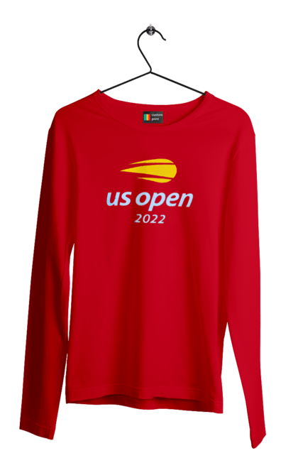Men`s longsleeve with prints US Open 2022 tennis tournament. American championship, ball, hard, new york, open championship, players, prize fund, racket, sponsor, tennis. 2070702