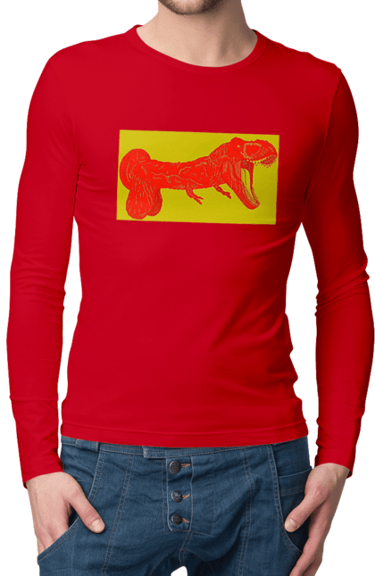 Чоловічий лонгслів з принтом "Член Динозавр". Динозавр, писюн, член. 2070702