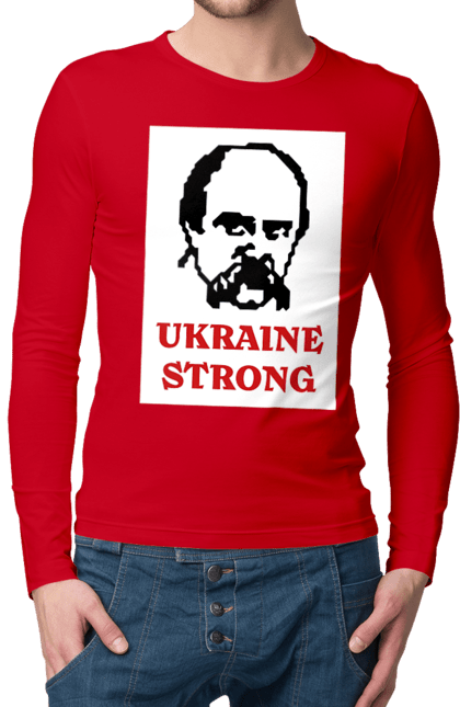 Мужской лонгслив с принтом Тарас Шевченко. Бавовна, війна, герб, доброго вечора, зсу, прапор україни, русский военный корабль, тарас, тарас шевченко, шевченко. 2070702