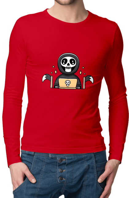 Чоловічий лонгслів з принтом "Темний розробник програміст". Brain, geek, linux, php, ай ти, ай ті, баг, геймер, гік, гра в кальмара, де баг, код, лаптоп, лінукс, пранк, програміст, розробник, смерть, сміх, смішне, ютер. 2070702