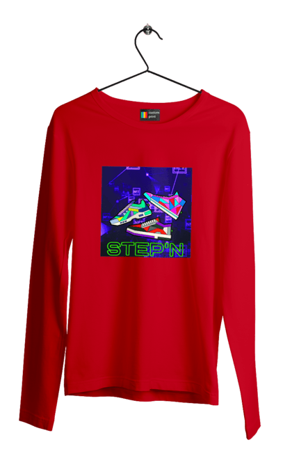 Men`s longsleeve with prints Step`n. Crypt, cryptocurrencies, nft, nft sneakers, solana, stepn, virtual crosses. 2070702