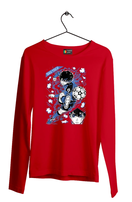 Чоловічий лонгслів з принтом "Синя в'язниця Йоічі Ісагі". Blue lock, yoichi isagi, аніме, блю лок, йоічі ісагі, манга, синя в`язниця, спорт, спортивне аніме. 2070702