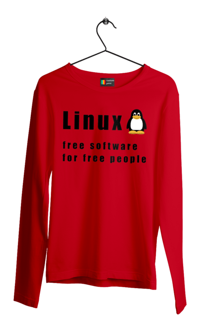 Чоловічий лонгслів з принтом "Linux Вільний Для Вільних". Linux, адміністратор, айті, айтішник, безкоштовна, безкоштовно, вільна, доступність, незалежність, операційна система, ос, пінгвін, програміст, програмне забезпечення, свобода, сервер, сисадмін, система, системний адміністратор, софт, текст, чорний. 2070702