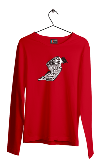 Чоловічий лонгслів з принтом "Двигун мотоцикла". Байк, бензобак, двигун мотоцикла, харлей девідсон, циліндри, чопер. 2070702