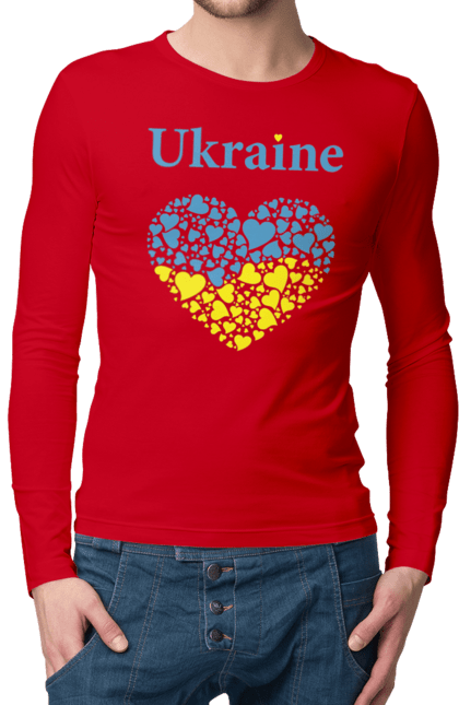 Чоловічий лонгслів з принтом "Ukraine Heart". Прапор, серце, україна. 2070702