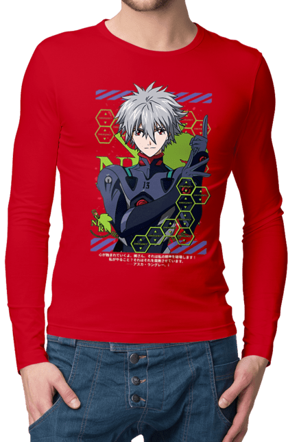 Чоловічій лонгслів з принтом "Євангеліон Каору". Kaworu, kaworu nagisa, neon genesis evangelion, nerv, аніме, єва, євангеліон, каору, каору наґіса, манга. 2070702