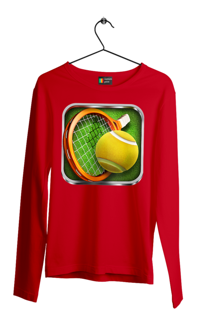 Men`s longsleeve with prints Tennis. Ball, ground tournament, london, players, prize fund, racket, sponsor, tennis, tournament grid. 2070702