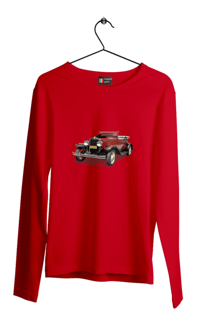 Чоловічий лонгслів з принтом "Авто.4". Авто, професійне фото, ретро авто, фото, червона гамма барв. 2070702