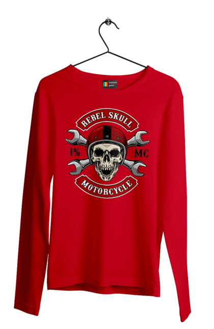 Men`s longsleeve with prints skull motorist. Amateur, helmet, motorcycle, skull. 2070702