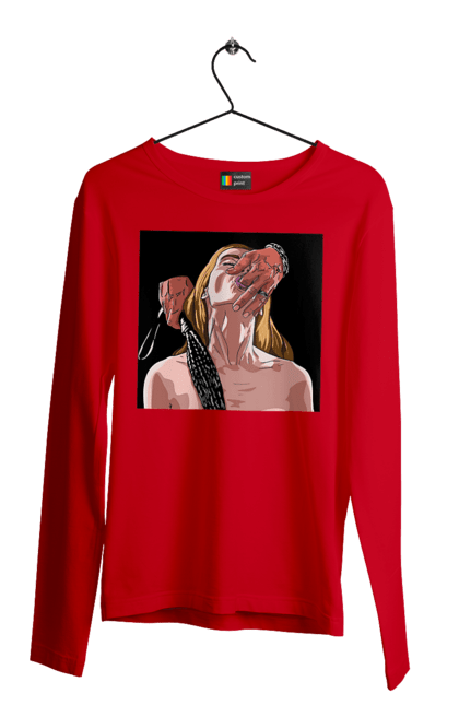 Чоловічий лонгслів з принтом "Дівчина У Полоні Чоловіка З Батогами". Батіг, пристрасть, смоктати. 2070702