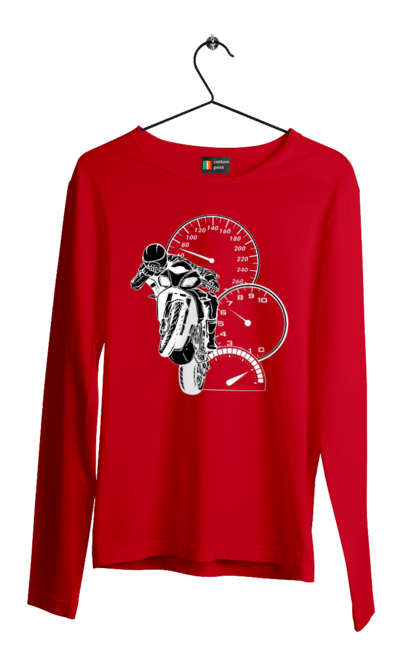 Чоловічий лонгслів з принтом "Мотоцикл І Швидкість Білий". Мото, мотоцикл, швидкість. 2070702