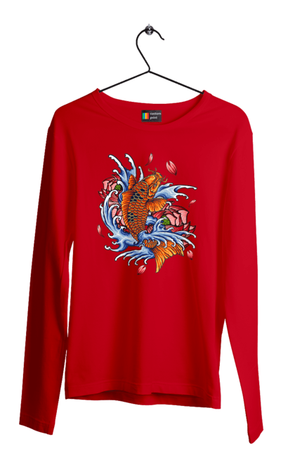 Чоловічий лонгслів з принтом "Риба і хвилі". Ryba, квітка, хвиля. 2070702