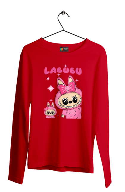 Чоловічий лонгслів з принтом "Лабубу". Іграшка лабубу, лабубу, лабубу кока кола, мерч лабубу, мила, рожева лабубу, смішна лабубу. 2070702