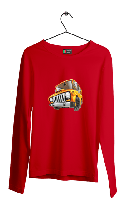 Чоловічий лонгслів з принтом "Вантажівка". Авто, автомобіль, вантажівка, дитячий малюнок, зображення авто. 2070702