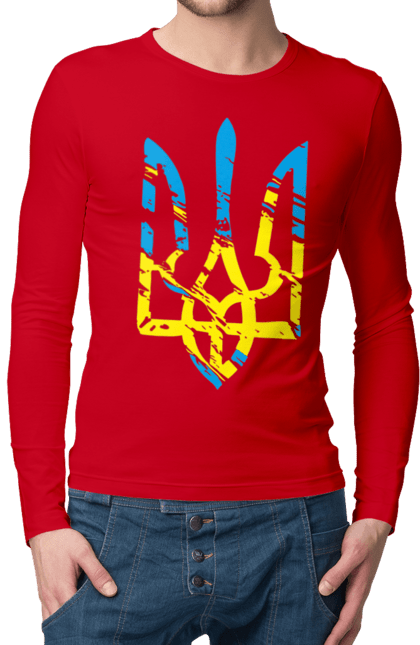 Чоловічий лонгслів з принтом "З Гербом". Герб, з гербом, з тризубом, патріотична, тризуб, як у порноактора. 2070702