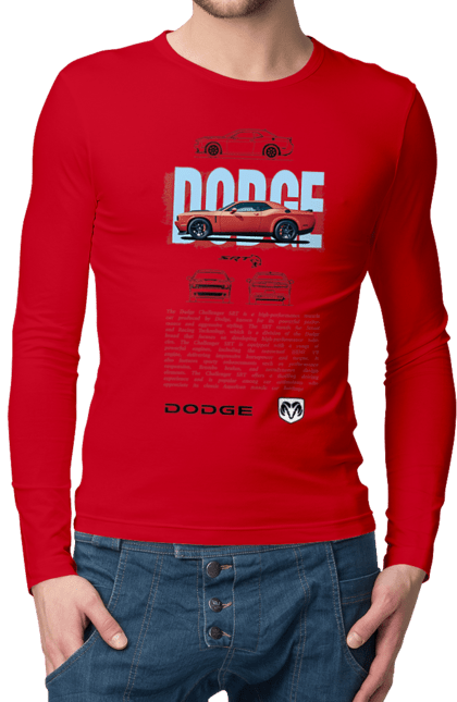 Чоловічій лонгслів з принтом "Dodge". Challenger, chrysler, dodge, авто, автомобіль, гонка, додж. 2070702