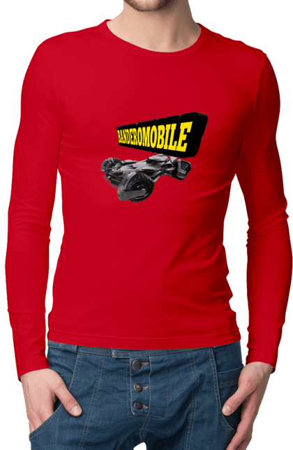 Чоловічий лонгслів з принтом "Бандеромобіль". Авто, авто бандери, автомобіль, бандеромобіль, бетмен, бетмобіль, військове авто, супер машина. 2070702