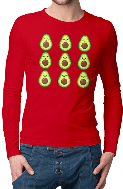 Men`s longsleeve with prints Avocado Mood. Avocado, emotion, food. 2070702