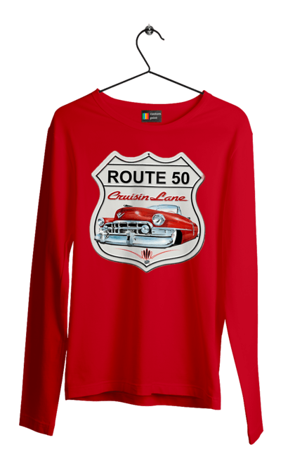Мужской лонгслив с принтом Route 50. Байк, байкер, байкер клуб, брат, братела, брутал, горячий асфальт, горячий конь, горячий стержень, дорога 50, дорога 66, дорога 80, дороги америки, дороги украины, жажда скорости, клуб байкеров, мотоцикл, мотоциклист, настоящий мужик, скорость, чувак. 2070702