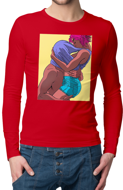 Чоловічий лонгслів з принтом "Чоловік Під Майкою У Дівчата". Пристрасть, сиськи. 2070702