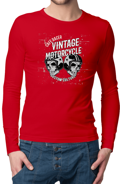 Men`s longsleeve with prints moto cargo. Helmet, moto, skull, vintage. 2070702