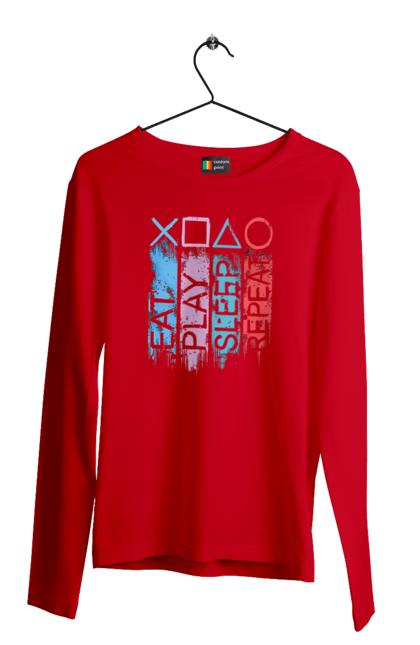 Мужской лонгслив с принтом Геймпад. Playstation, sony, геймпад, джостик, игра. 2070702