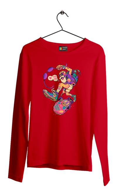 Чоловічий лонгслів з принтом "Дід на хвилі". Будь молодим, вогонь, ганяй, грай, дід та скейт, драйв, крутий дід, молодість у душі, спорт, старість. 2070702