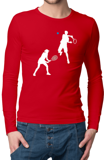 Чоловічий лонгслів з принтом "Теніс". Великий теніс, гравці, грунт, м`яч, призовий фонд, ракетка, спонсор, турнір на ґрунті, турнірна сітка, хард. 2070702