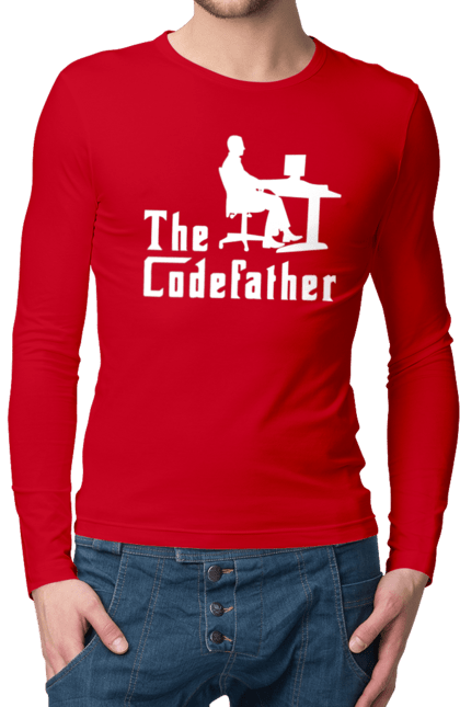 Чоловічий лонгслів з принтом "Батько коду". Айті, айтішник, батько коду, для айтішника, для програміста, подарунок айтішнику, подарунок програмісту, програміст, розробник. 2070702