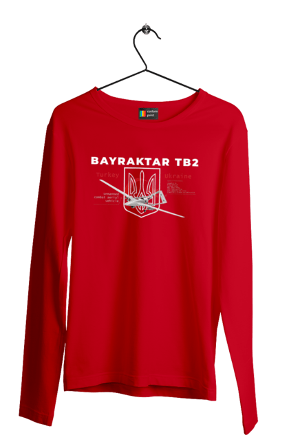 Чоловічий лонгслів з принтом "Bayraktar TB2". Bayraktar, caesar, himars, javelin, nlaw, patriot, weapon, zaluzhny. 2070702